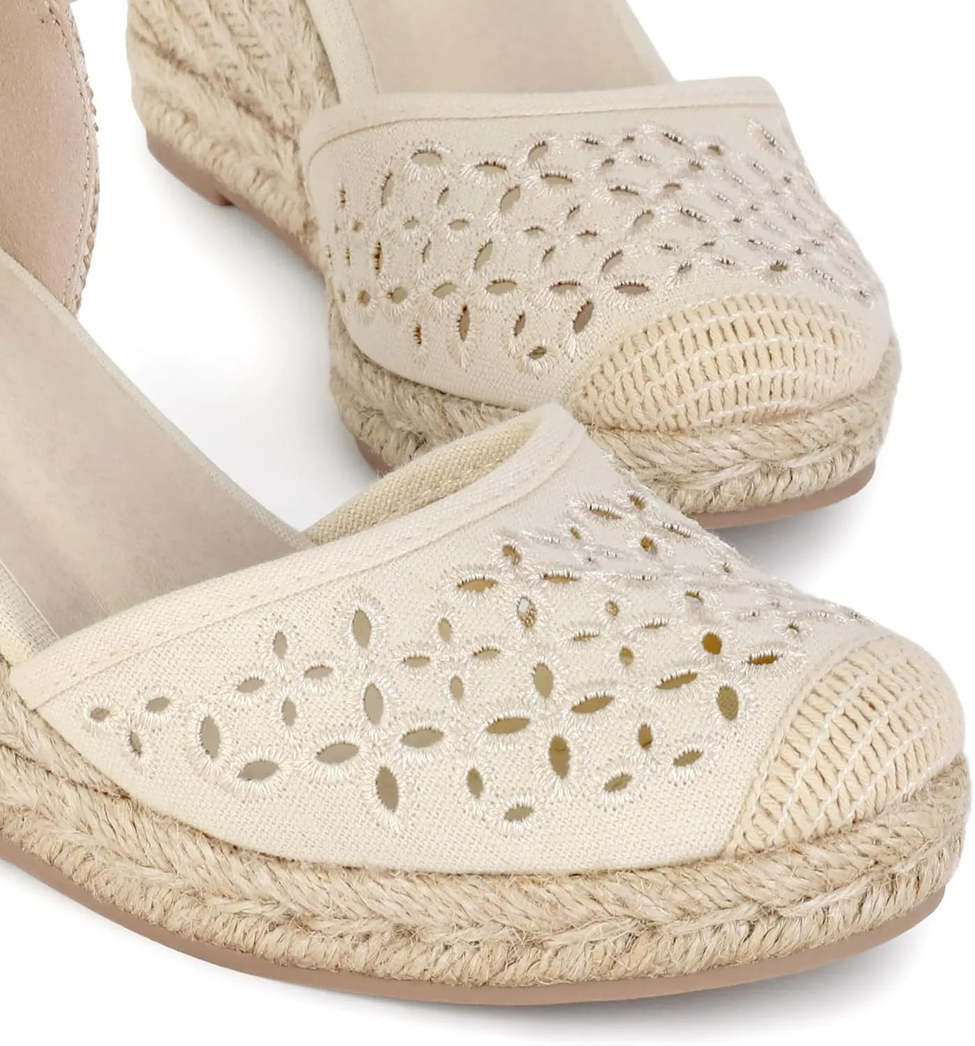 Women's Closed Toe Platform Sandals Summer Buckle Ankle Strap Espadrilles Wedge Sandals