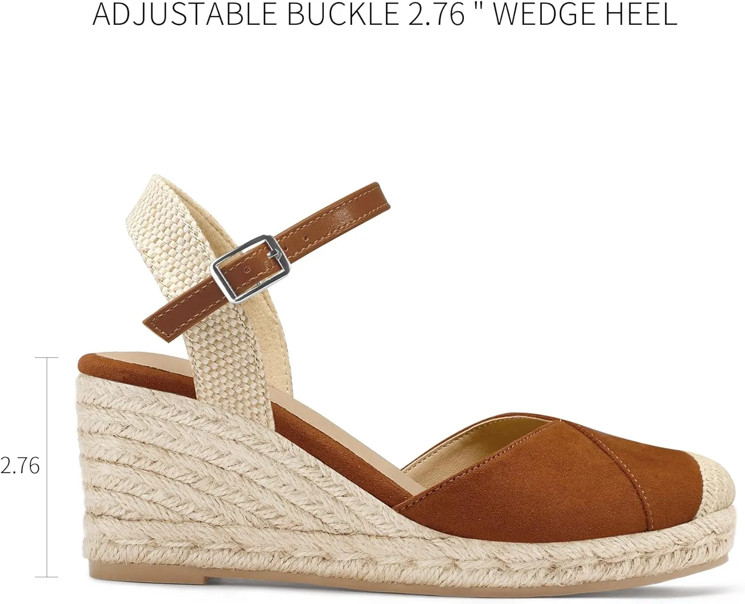 Women's Closed Toe Platform Sandals Summer Buckle Ankle Strap Espadrilles Wedge Sandals