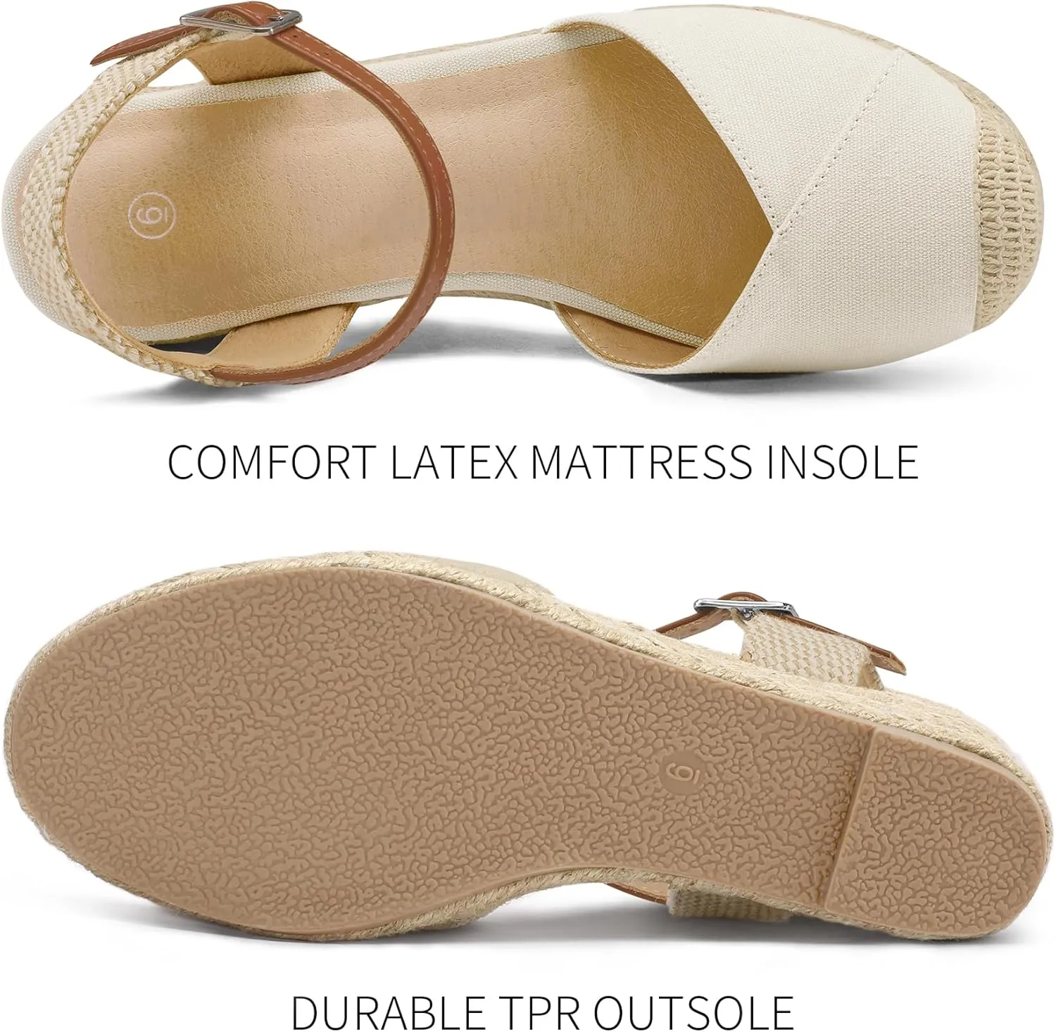 Women's Closed Toe Platform Sandals Summer Buckle Ankle Strap Espadrilles Wedge Sandals