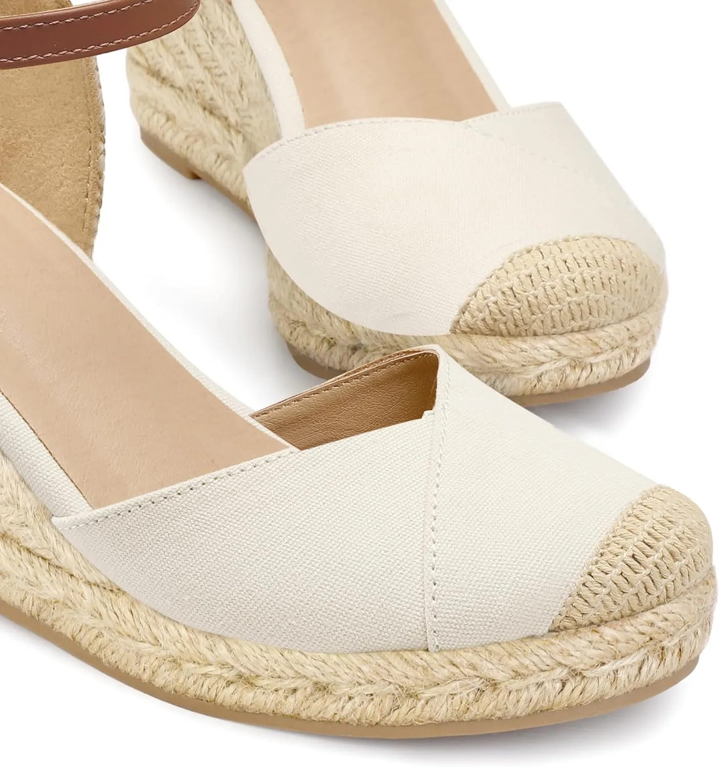 Women's Closed Toe Platform Sandals Summer Buckle Ankle Strap Espadrilles Wedge Sandals
