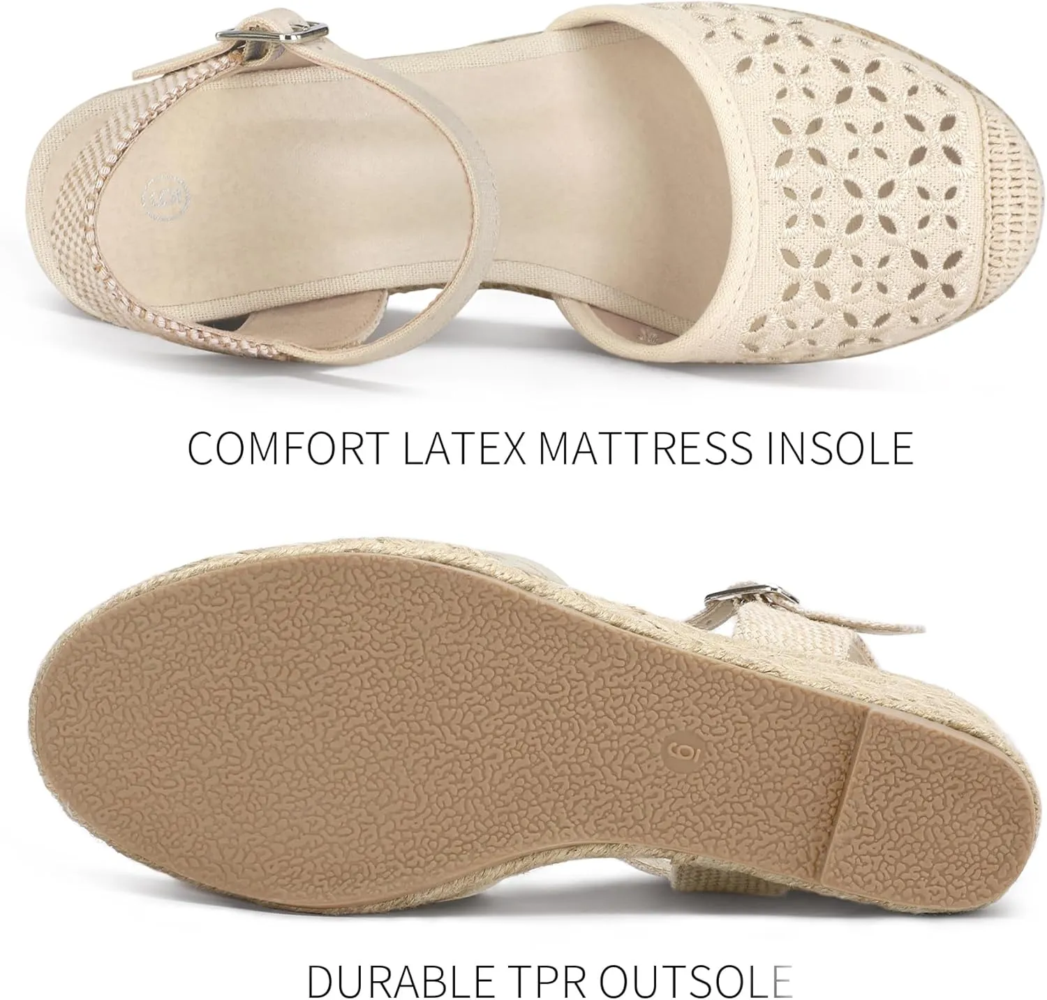 Women's Closed Toe Platform Sandals Summer Buckle Ankle Strap Espadrilles Wedge Sandals