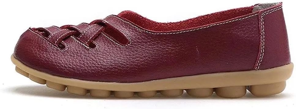 Women's Cowhide Leather Loafers Flats Sandals Slip-On