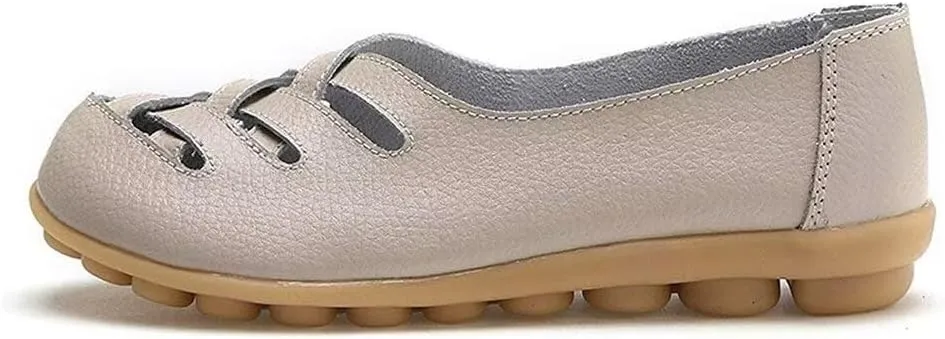 Women's Cowhide Leather Loafers Flats Sandals Slip-On