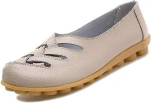 Women's Cowhide Leather Loafers Flats Sandals Slip-On