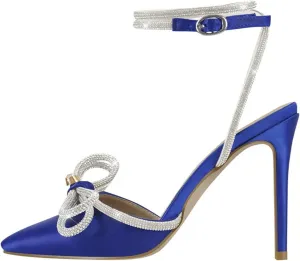 Women's Crystal Butterfly Sandals - PVC & Satin Ankle Strap Heels