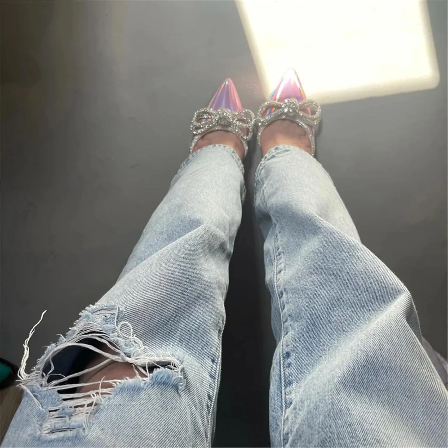 Women's Crystal Butterfly Sandals - Shiny Wedding Gift Heels