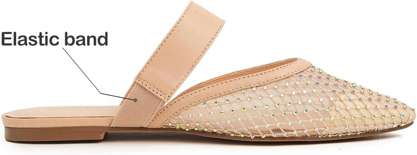 Women's Fashion Mesh Mules Slip On Backless Slide Flats