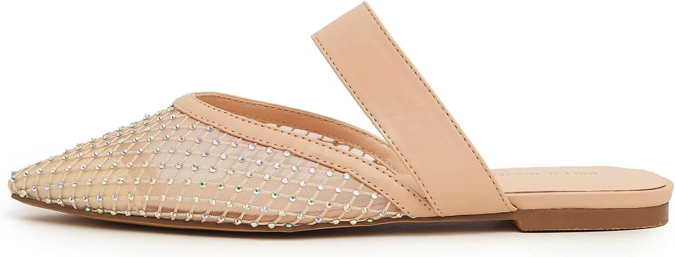 Women's Fashion Mesh Mules Slip On Backless Slide Flats