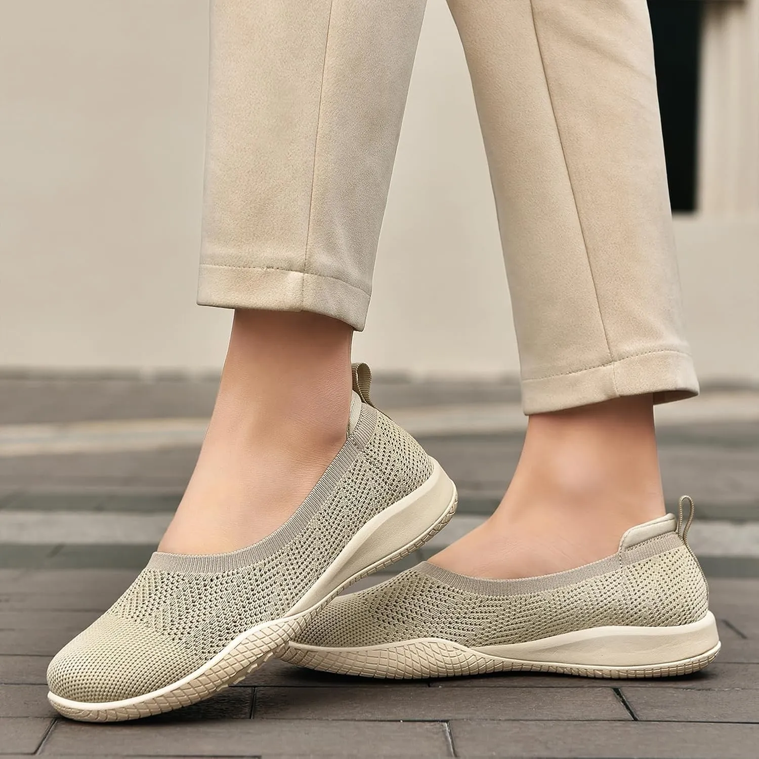 Women's Flats Slip On Go Walk Shoes for Women Comfortable Walking Sneakers Knit Low Wedge Dressy Ballet Shoes Zapatos para Mujer