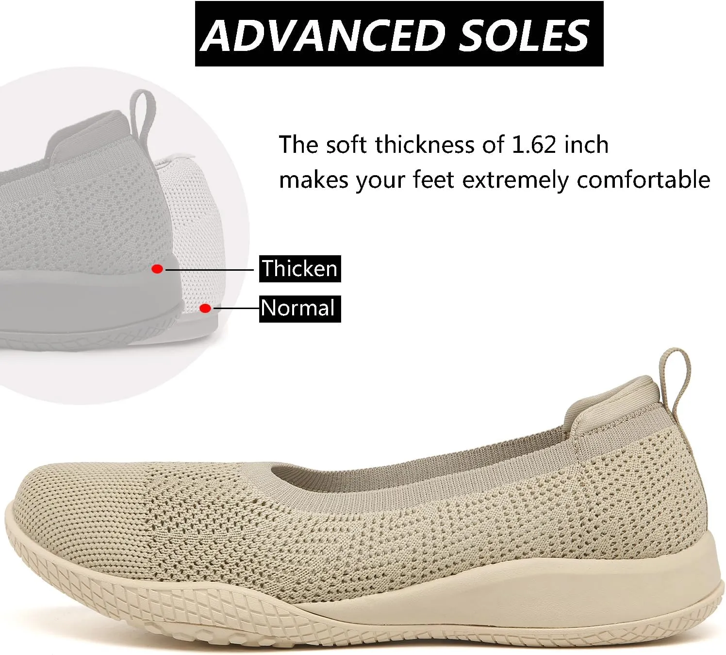 Women's Flats Slip On Go Walk Shoes for Women Comfortable Walking Sneakers Knit Low Wedge Dressy Ballet Shoes Zapatos para Mujer