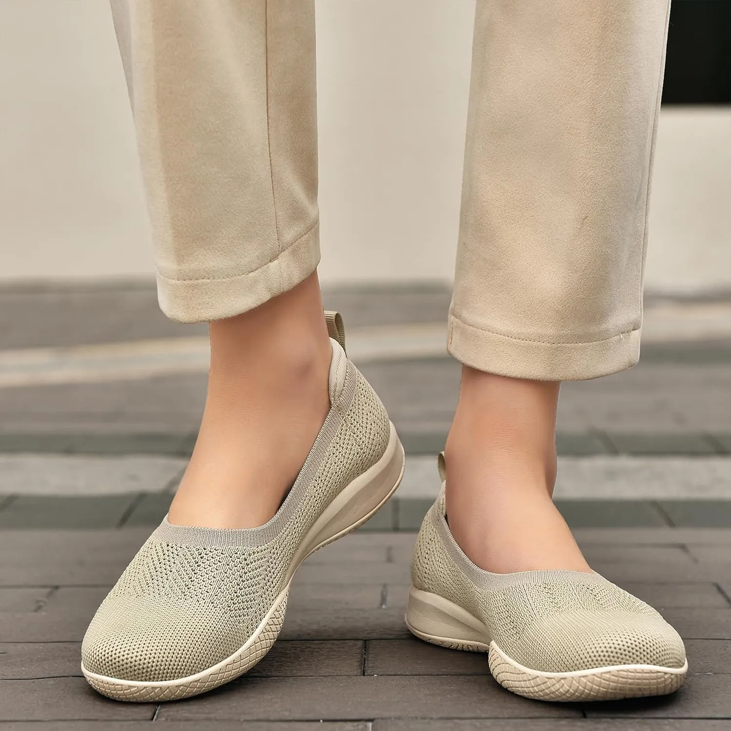 Women's Flats Slip On Go Walk Shoes for Women Comfortable Walking Sneakers Knit Low Wedge Dressy Ballet Shoes Zapatos para Mujer