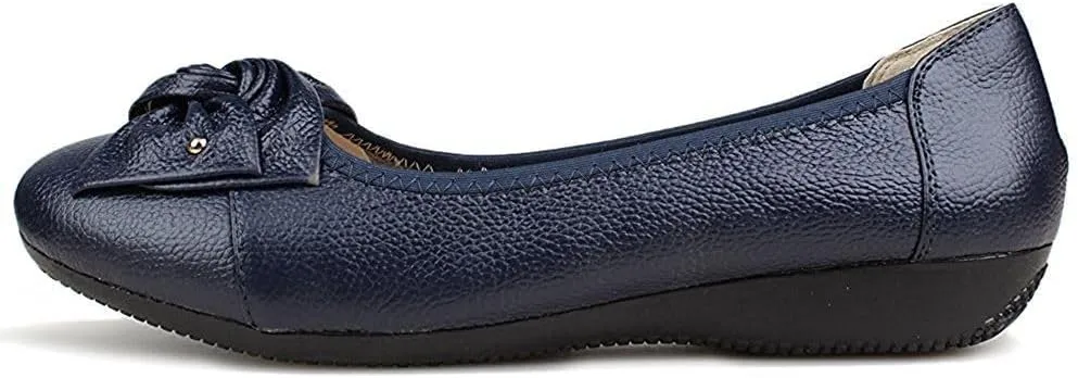 Women's Genuine Leather Loafers Flats Working Shoes Slip Ons