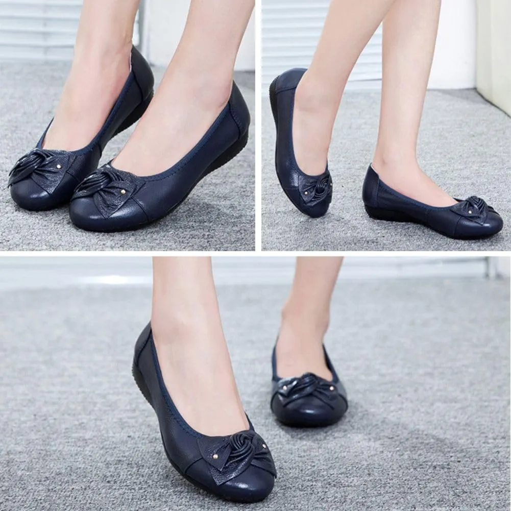 Women's Genuine Leather Loafers Flats Working Shoes Slip Ons
