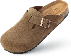 Women’s Genuine Suede Clogs for Women Slip-On Buckle Slides Women's Mules & Clogs Natural Rubber Cork Footbed Sandals Potato Shoes with Arch Support