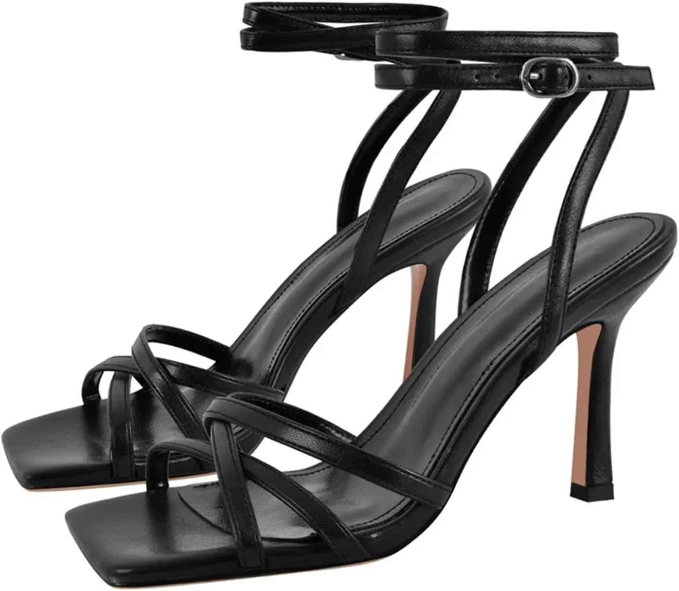 Women's Gold Cross-Strap Sandals - Slingback Ankle Strap Heels