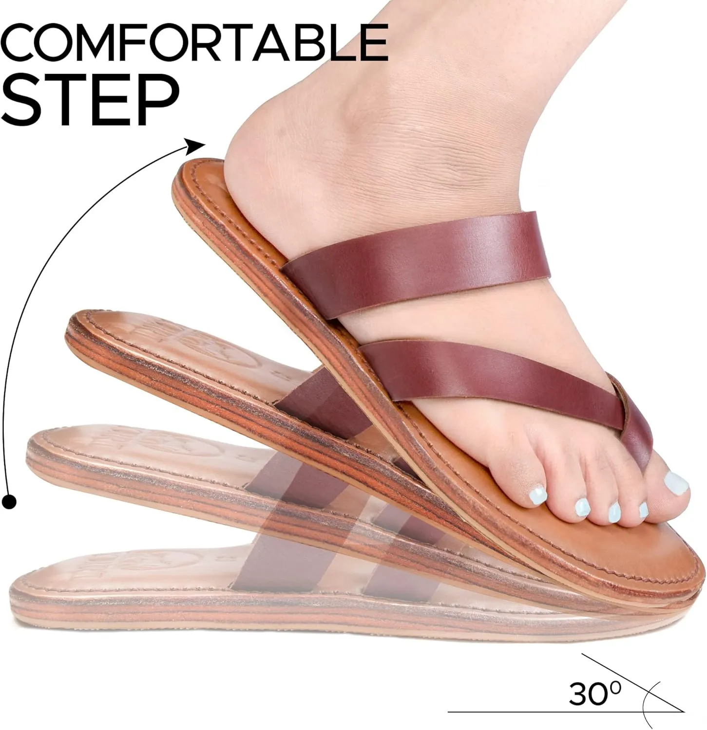 Women's Handmade Genuine Leather Summer Casual Comfort Flat Slide Sandals