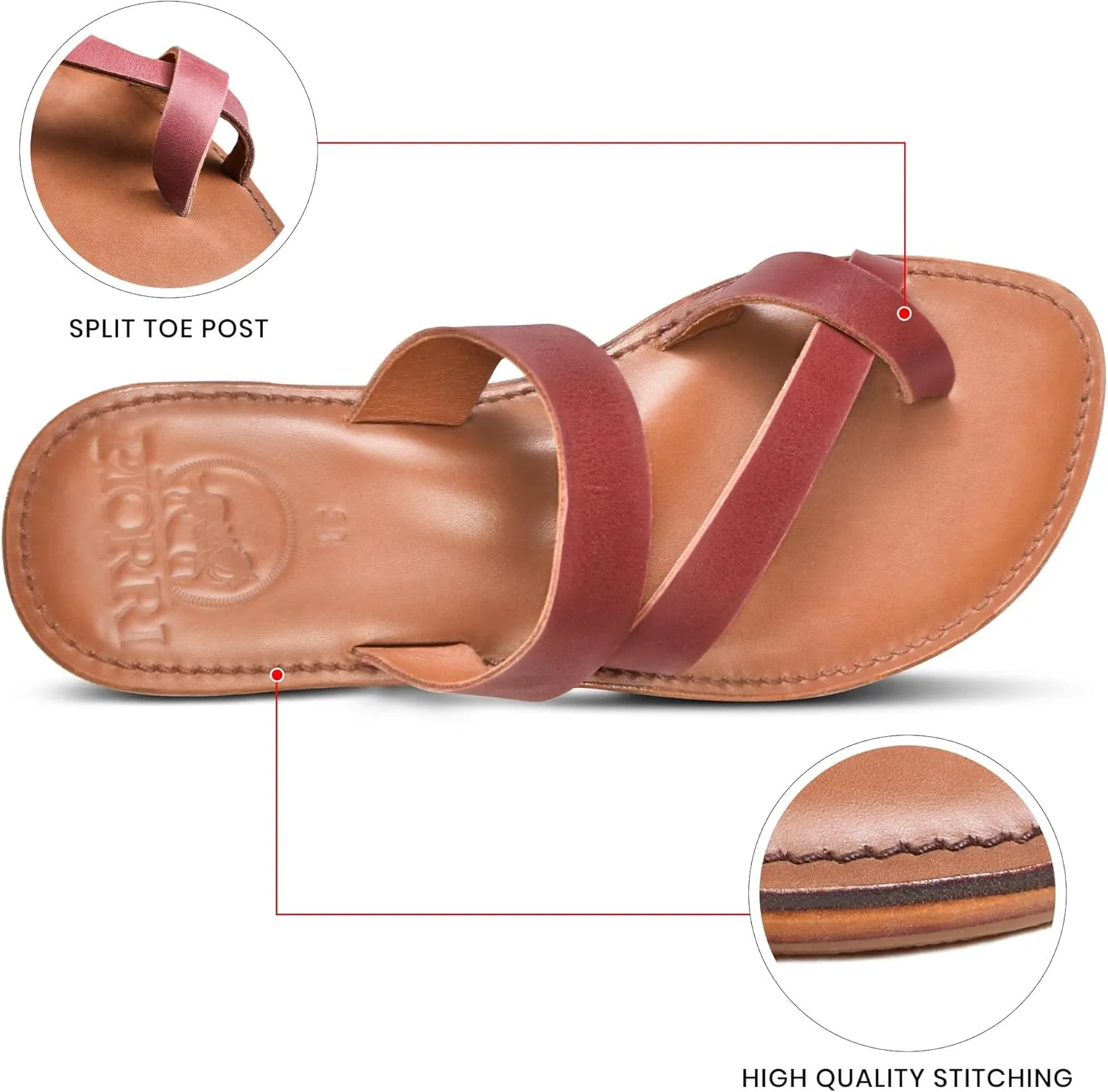 Women's Handmade Genuine Leather Summer Casual Comfort Flat Slide Sandals