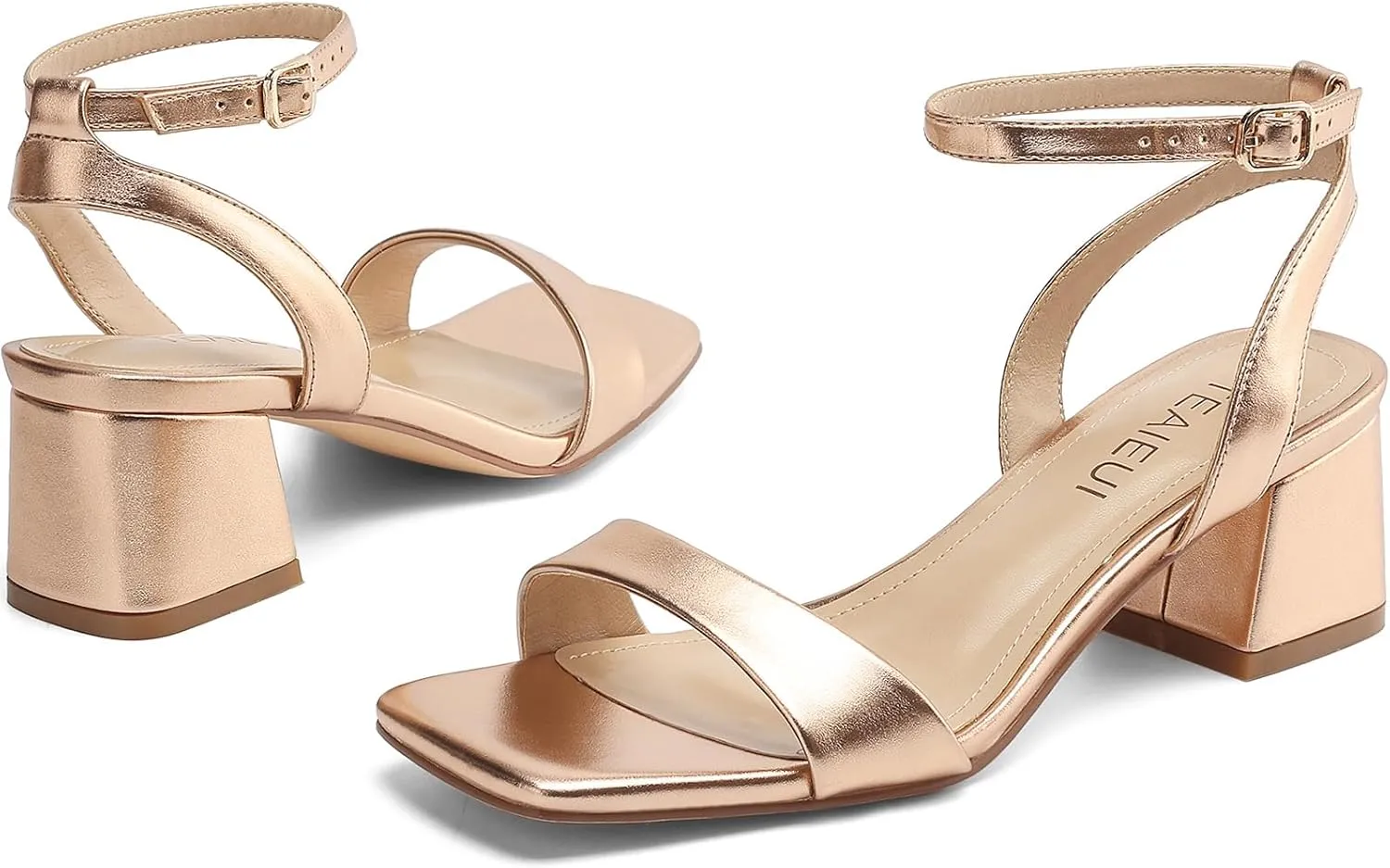 Women's Heeled Sandals Strappy Low Block Heels Chunky for Women Comfortable Ankle Strap Open Toe Party Wedding Dress Shoes for Women Dressy
