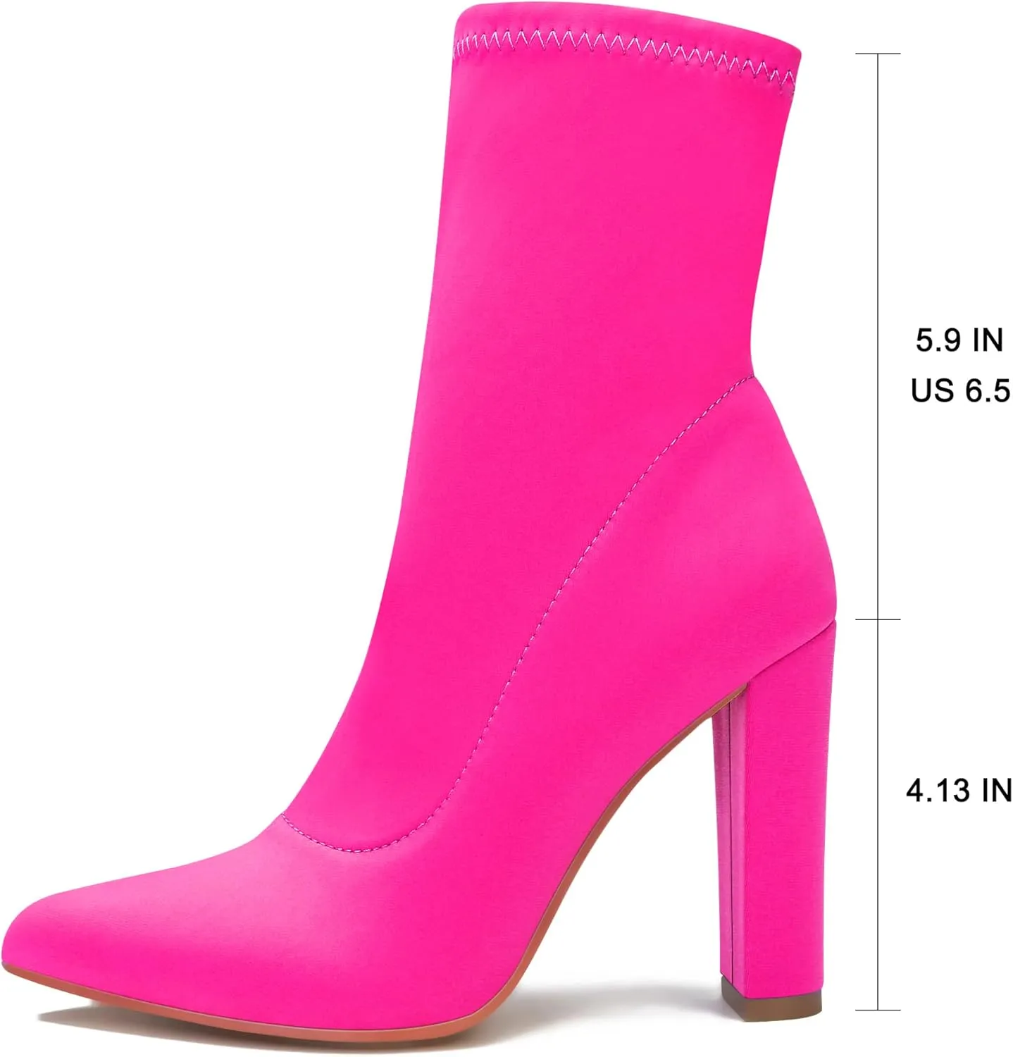 Women's High Heeled Booties Pointed Toe Mid Calf Ankle Boots Block Chunky Heels boot Stretch Fashion Sexy Wedding Short Bootie
