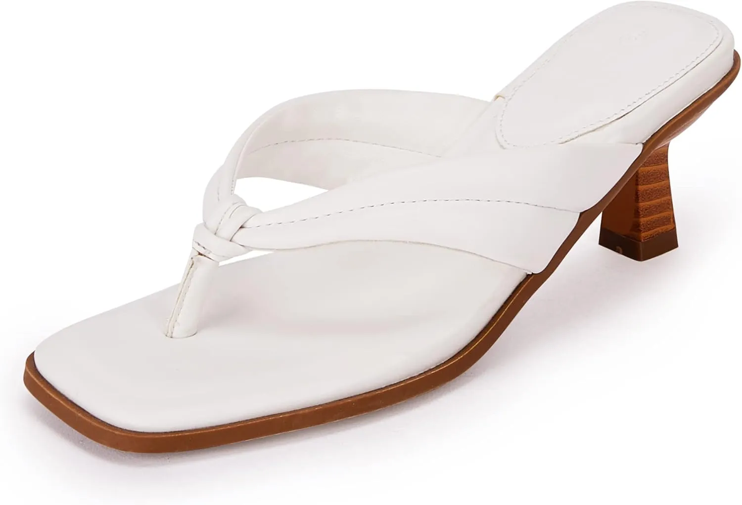 Womens Kitten Heel Thong Sandals Flip Flops Slip On Square Open Toe Slippers Low Stacked Heeled Mules