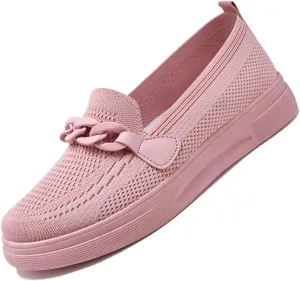 Women's Knit Mesh Lightweight Sock Sneakers Stylish Breathable Casual Walking Shoes Comfortable Slip On Platform Loafers