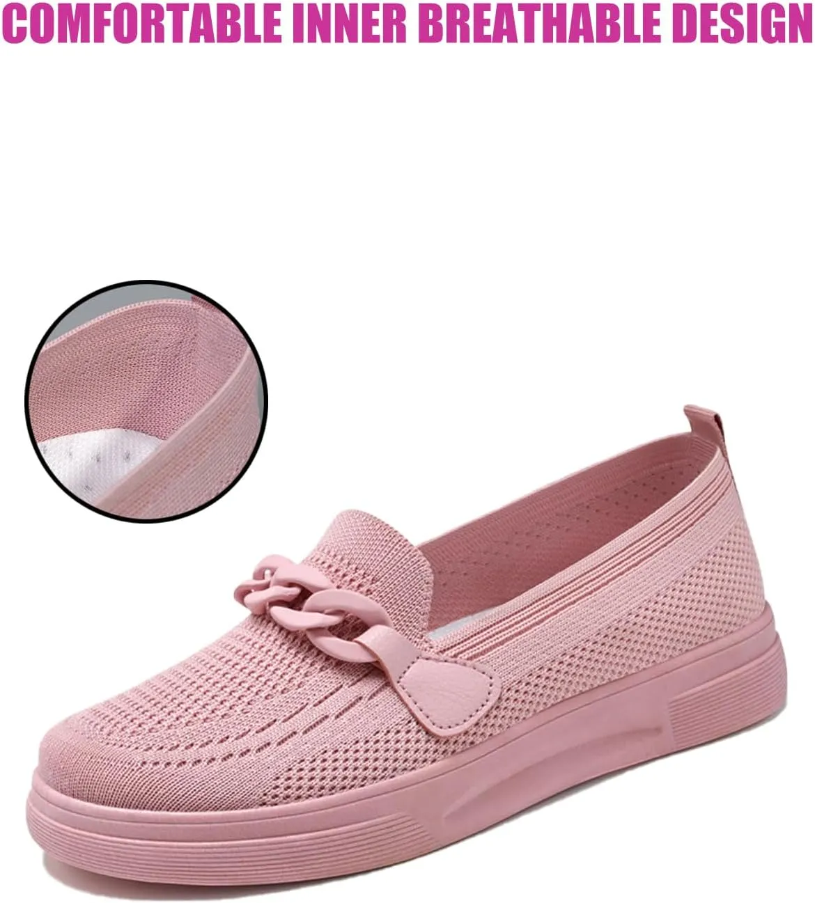 Women's Knit Mesh Lightweight Sock Sneakers Stylish Breathable Casual Walking Shoes Comfortable Slip On Platform Loafers