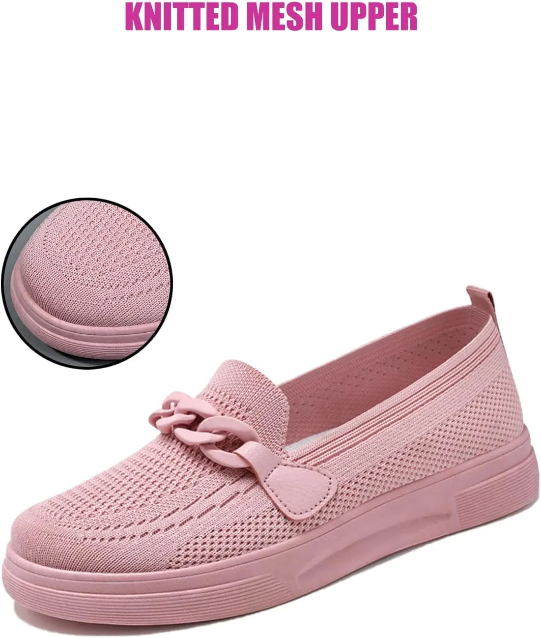 Women's Knit Mesh Lightweight Sock Sneakers Stylish Breathable Casual Walking Shoes Comfortable Slip On Platform Loafers