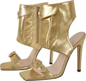 Women's Lace-Up Gladiator Sandals - Satin Knot Party Stiletto Heels