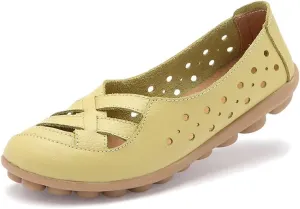 Women's Leather Loafers Flats Sandals Slip-On