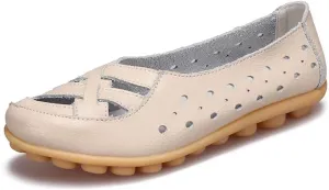 Women's Leather Loafers Flats Sandals Slip-On