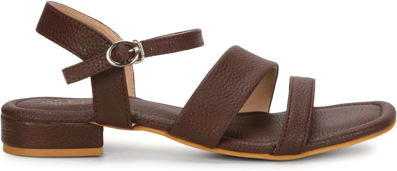 Women's Low Block Heeled Sandals | Comfortable Open Toe Strappy Fashion Sandal with Adjustable Ankle Strap for Casual, Party & Office