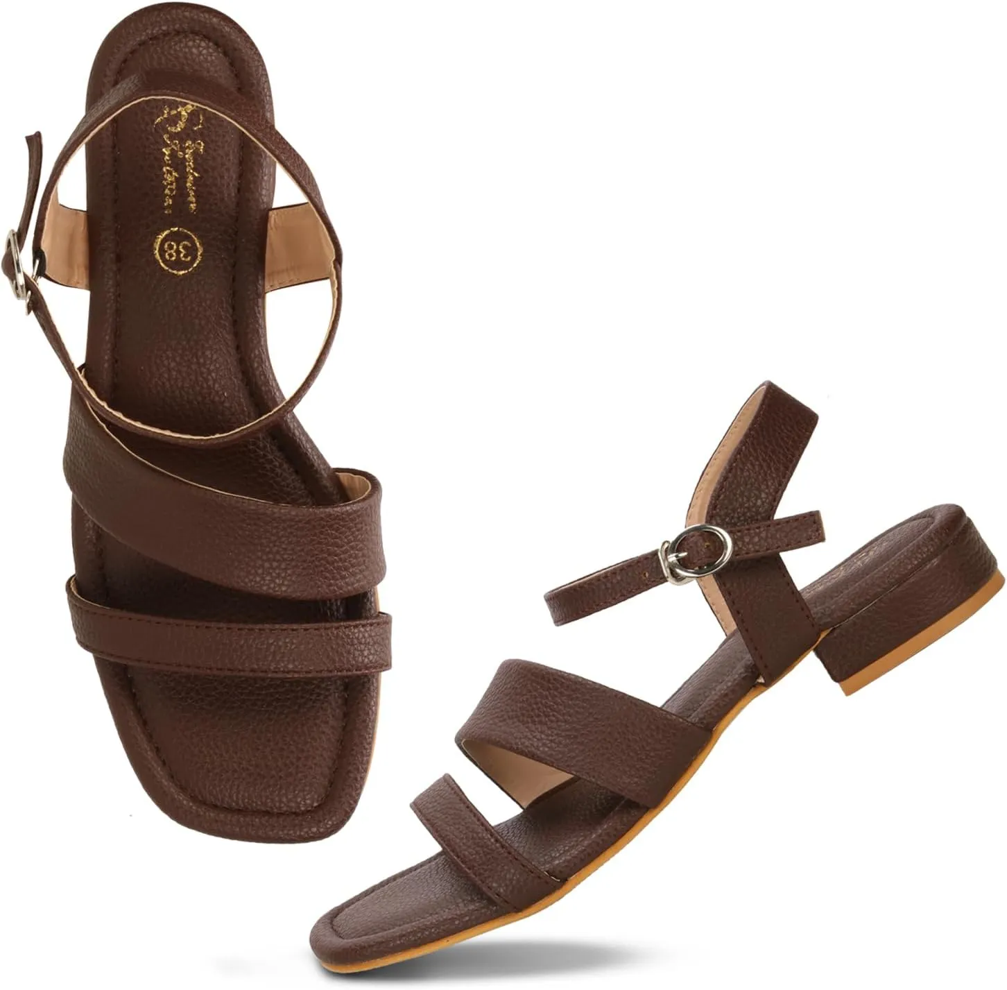 Women's Low Block Heeled Sandals | Comfortable Open Toe Strappy Fashion Sandal with Adjustable Ankle Strap for Casual, Party & Office