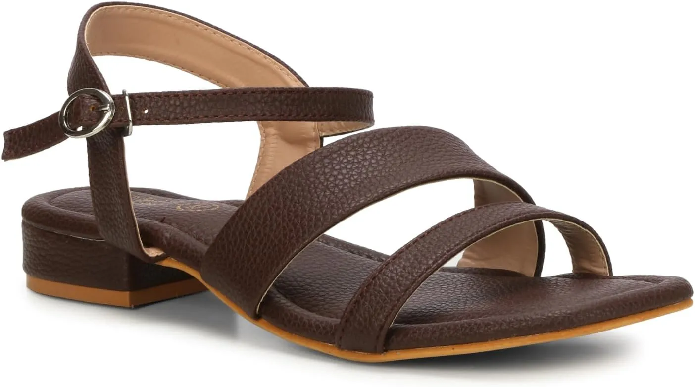 Women's Low Block Heeled Sandals | Comfortable Open Toe Strappy Fashion Sandal with Adjustable Ankle Strap for Casual, Party & Office