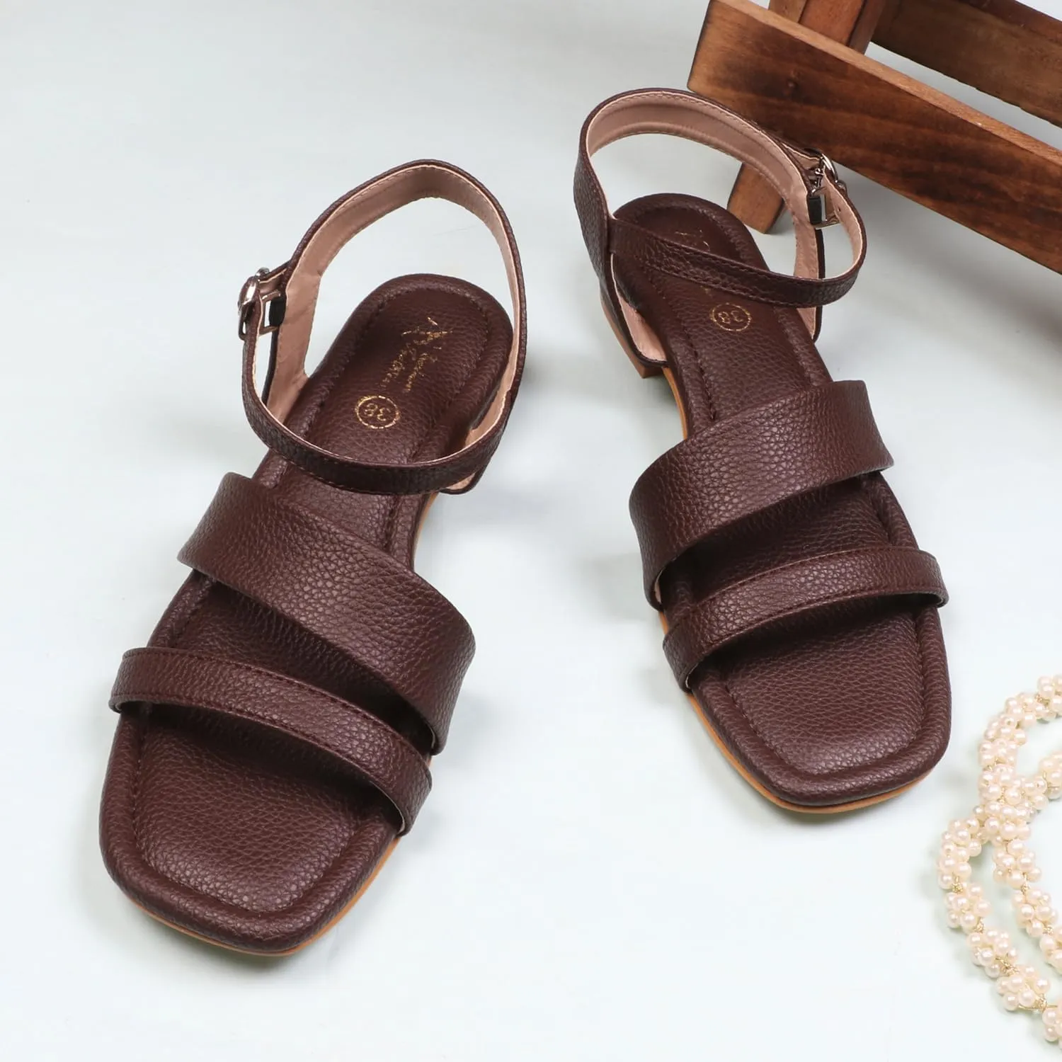 Women's Low Block Heeled Sandals | Comfortable Open Toe Strappy Fashion Sandal with Adjustable Ankle Strap for Casual, Party & Office