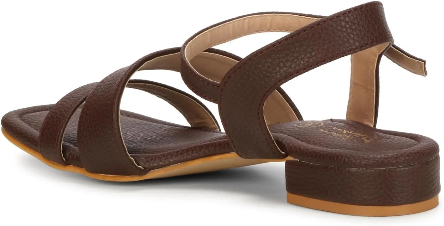 Women's Low Block Heeled Sandals | Comfortable Open Toe Strappy Fashion Sandal with Adjustable Ankle Strap for Casual, Party & Office