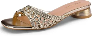 Women's Low Heels Sandals Braided Mule Chunky Block Heeled Slides Square Open toe Slip On Mules Fashion Heels