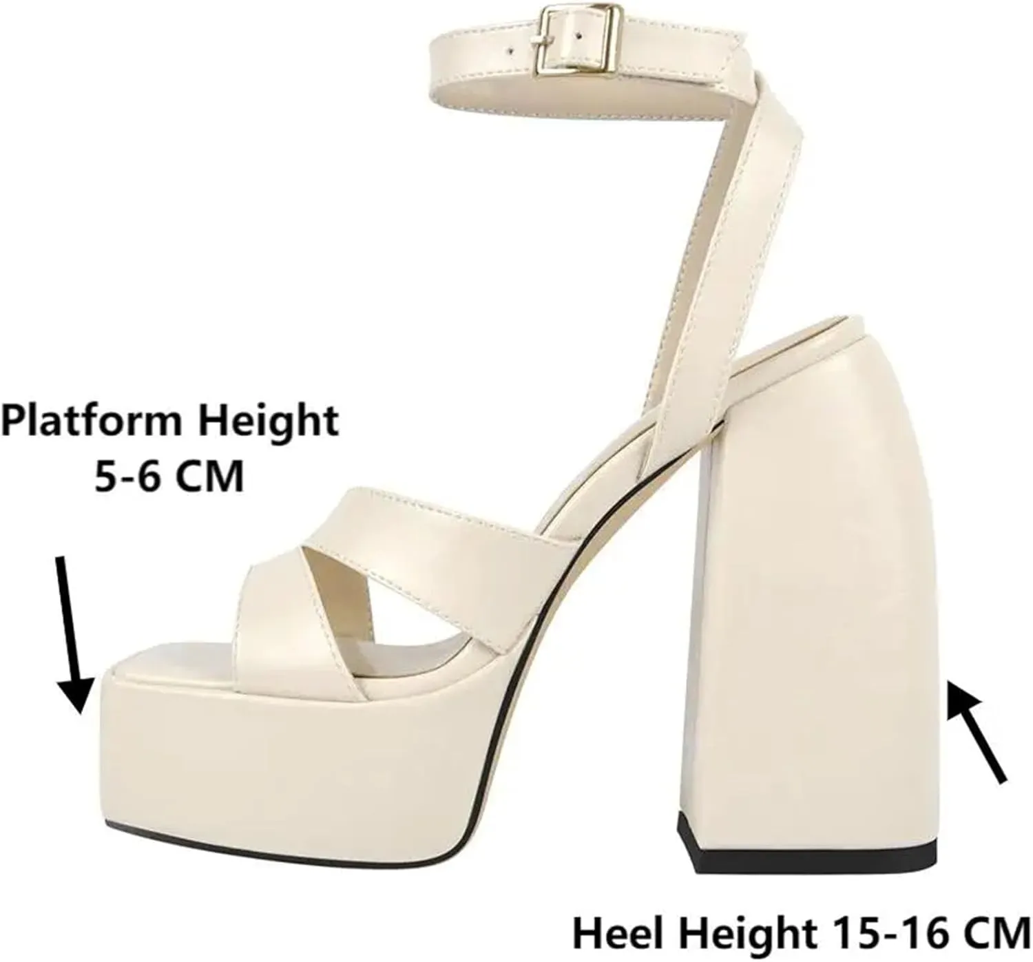 Women's Matte Square Toe Sandals - Cross Strap Chunky Party Heels