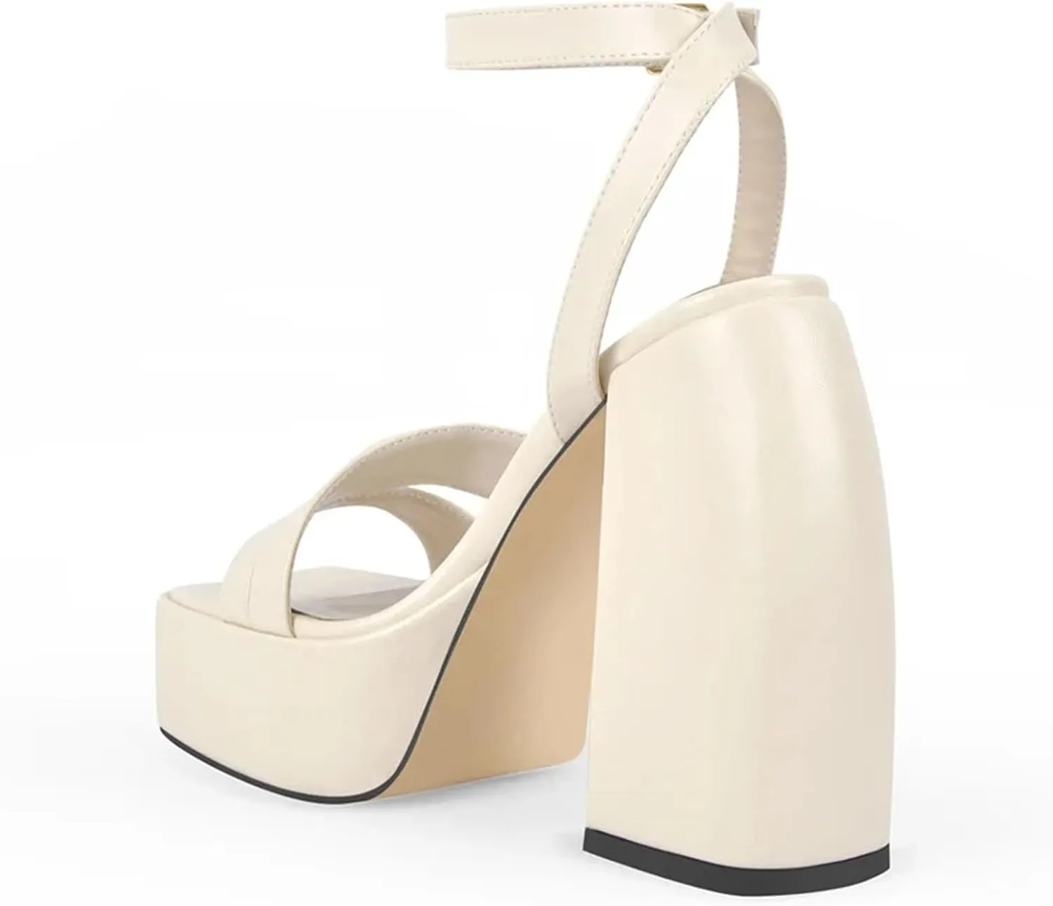 Women's Matte Square Toe Sandals - Cross Strap Chunky Party Heels