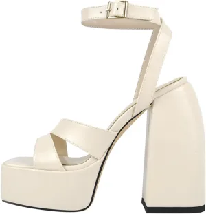 Women's Matte Square Toe Sandals - Cross Strap Chunky Party Heels
