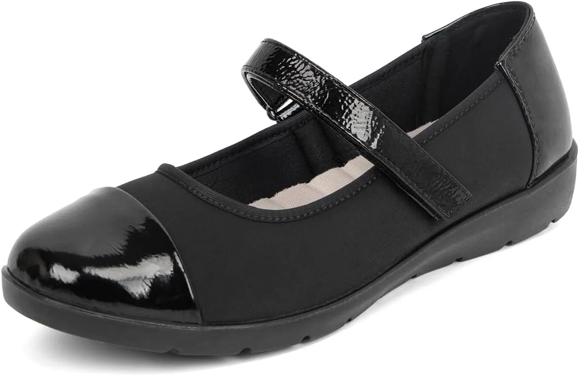 Women’s Orthopedic Mary Jane Flats Round Toe Comfortable Bunions Walking Shoes Dressy Orthotic Work Shoes with Arch Support
