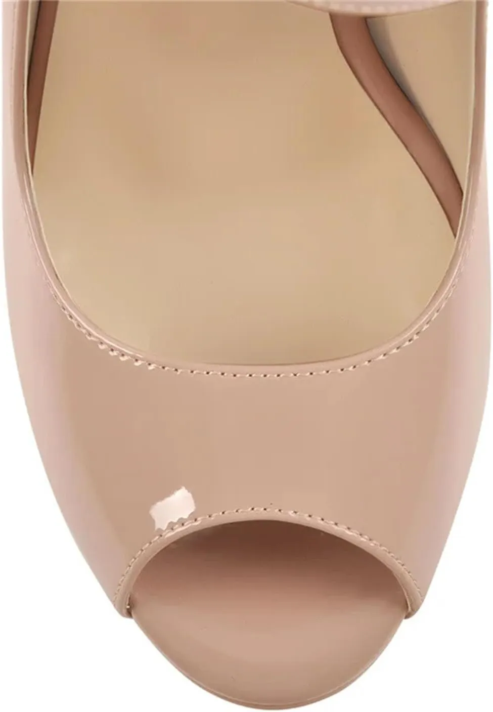 Women's Patent Cross-Strap Sandals - Peep Toe Chunky Buckle Platforms