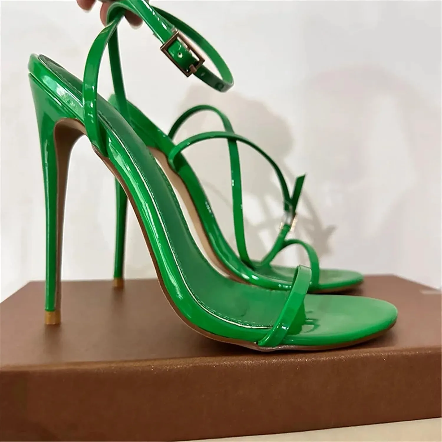 Women's Peep Toe Ankle High Heel Sandals - Handmade Summer Party Stilettos