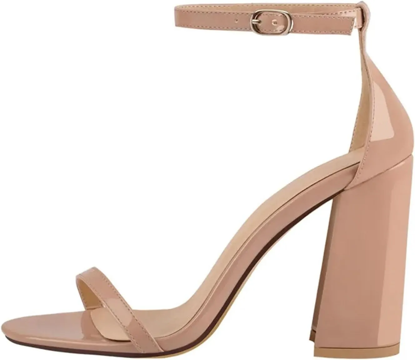 Women's Peep Toe Ankle Strap Sandals - Single Band Chunky Block Heel Formal Office Casual