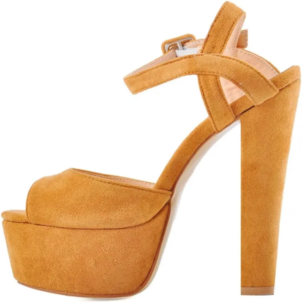 Women's Peep Toe Block Heel Sandals - 16cm Platform Ankle Strap Party Pumps