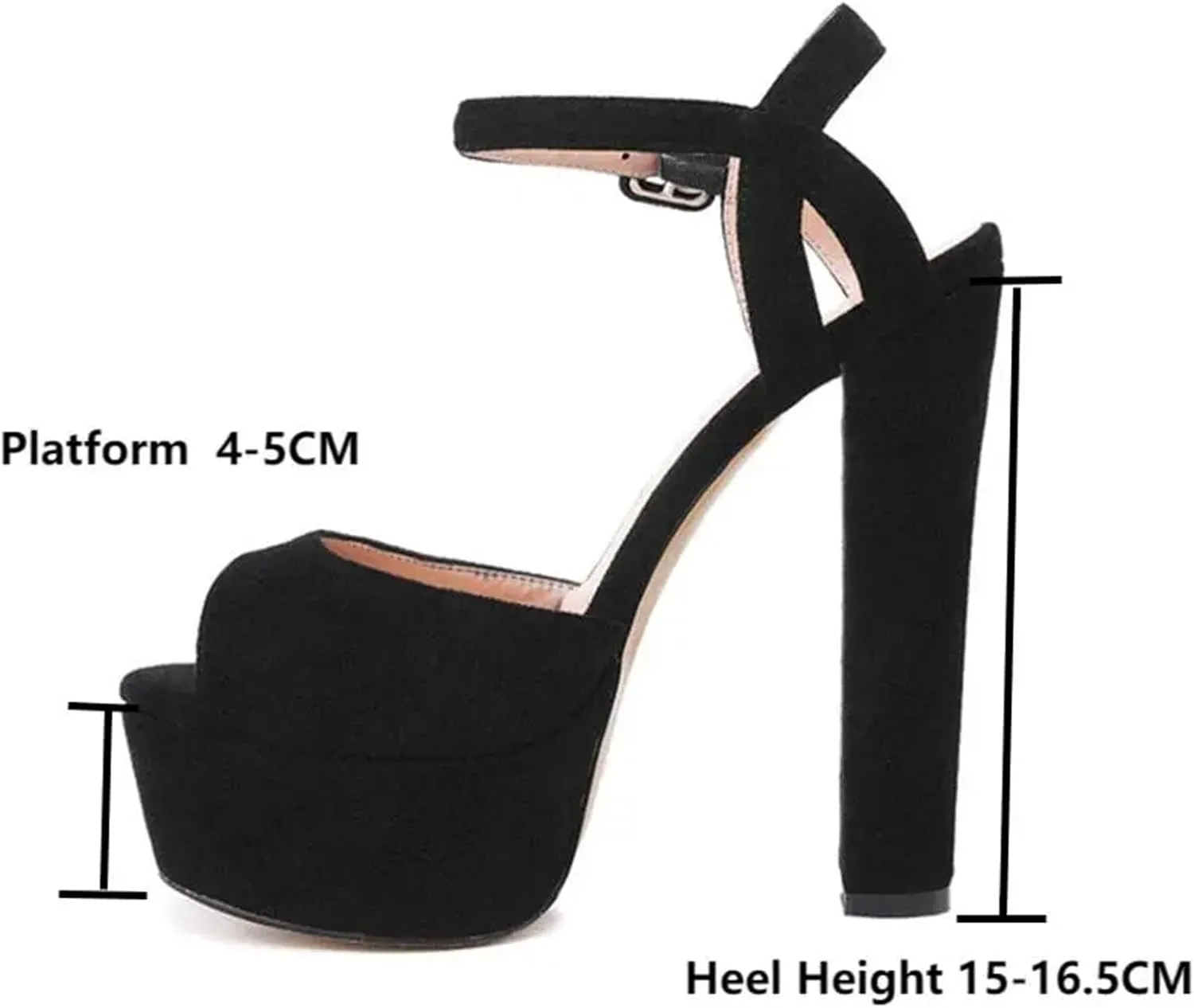 Women's Peep Toe Block Heel Sandals - 16cm Platform Ankle Strap Party Pumps