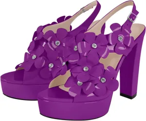 Women's Pink Punk Sandals - Patent Leather Chunky Ankle Buckle