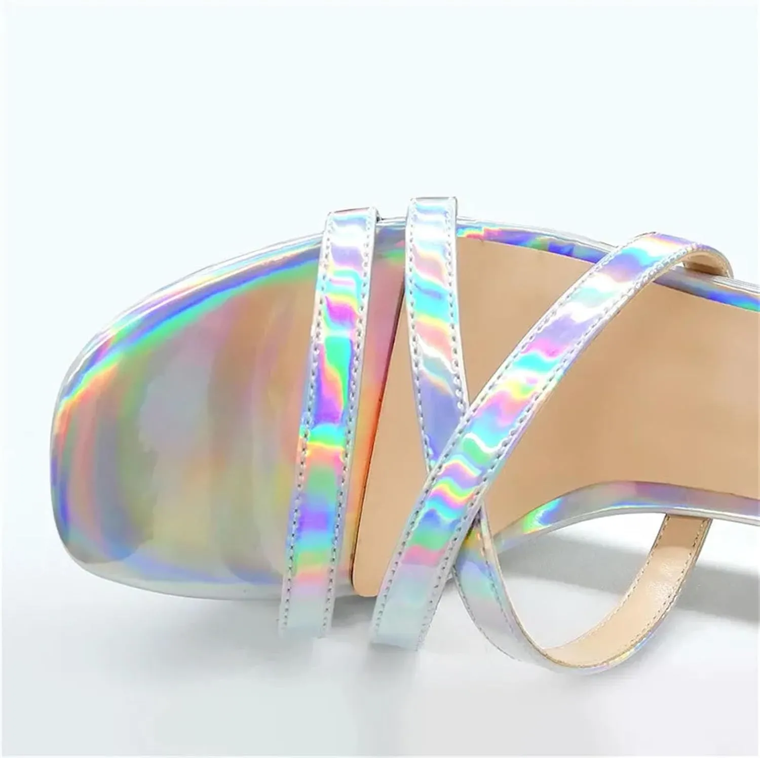 Women's Platform Peep Toe Heeled Sandals - Crisscross Ankle Strap Square Heel Dress