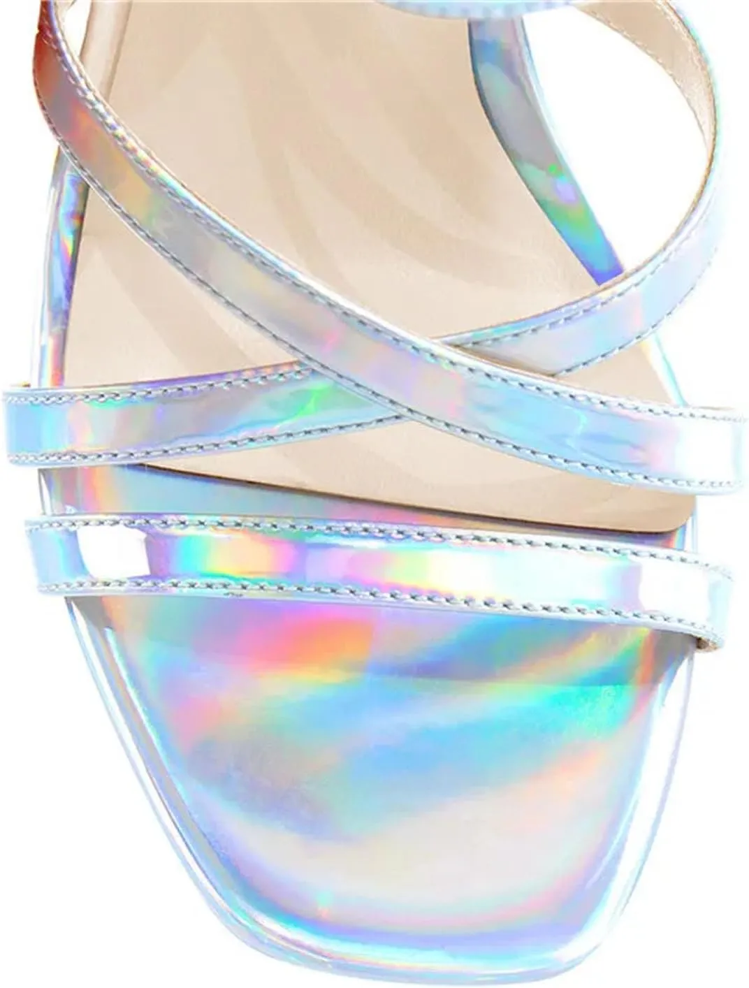 Women's Platform Peep Toe Heeled Sandals - Crisscross Ankle Strap Square Heel Dress