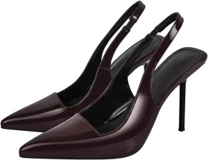 Women's Pointed Toe Stiletto Heels - Slingback Slip-On Backless Fashion Sandals