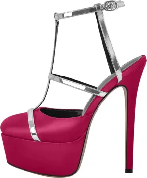 Women's Round Toe T-Strap Heels - Chunky Party Platforms